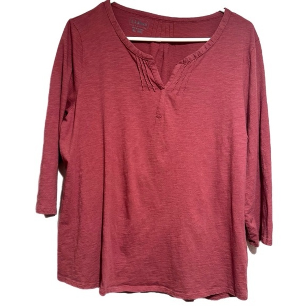 L. L. Bean Burgundy 3/4 Sleeve Peasant Blouse